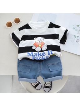 Googo Gaaga - Boys White Cotton T-Shirt with Shorts Set