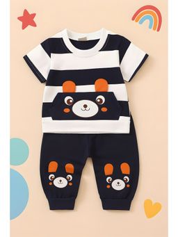 Googo Gaaga - Boys White Cotton T-Shirt with Joggers Set