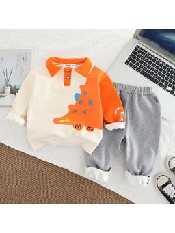 Googo Gaaga - Boys Cream Cotton Sweatshirt with Joggers Co-Ord Set