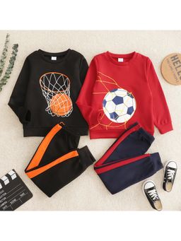 Googo Gaaga - Boys Black Cotton 2 Sweatshirts with 2 Joggers