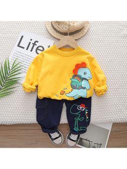 Googo Gaaga - Boys Yellow Cotton Sweatshirt with Joggers Set