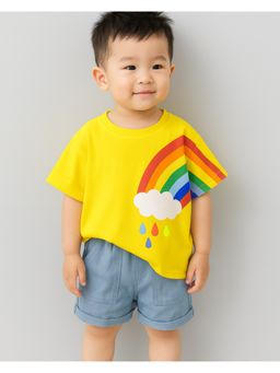 Googo Gaaga - Boys Yellow Cotton T-Shirt with Shorts Set