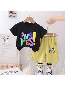 Googo Gaaga - Boys Black Cotton T-Shirt with Shorts Set