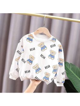 Googo Gaaga - Boys White Cotton Sweatshirt with Joggers Co-Ord Set