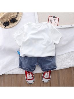 Googo Gaaga - Boys White Cotton T-Shirt with Shorts Set