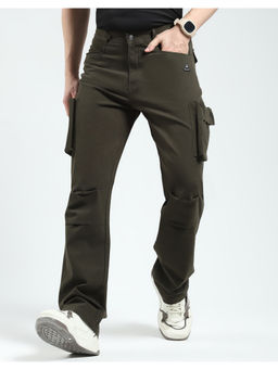 Rock.it - Olive Men Solid Straight Fit Cargo