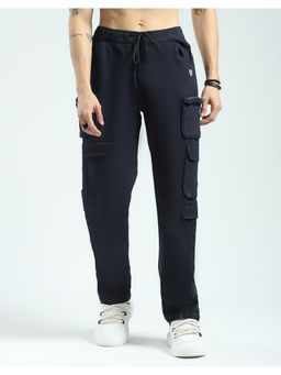 Rock.it - Navy Blue Men Solid Straight Fit Cargo