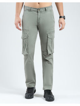 Monte Carlo - Grey Men Solid Slim Fit Cargo