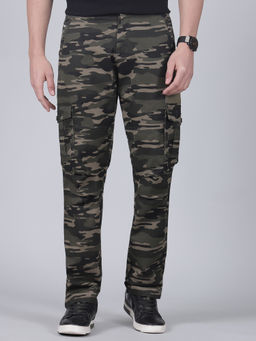 Cantabil - Men Printed Green Regular Fit Casual Cargo