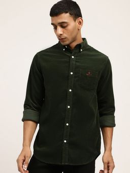GANT - Men Green Solid Regular Fit Shirt