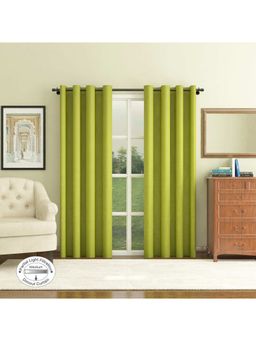 HomeTown - Nora Solid Jacquard Dim Out Xl Door Curtains 9 Feet In Citron Colour (Set of 2)