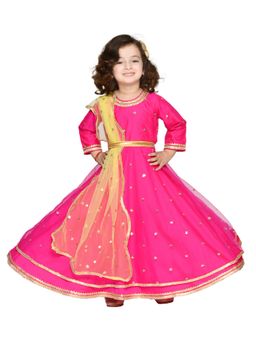 SAKA DESIGNS - Girls Maxi Dress with Dupatta Magenta (Set of 2)