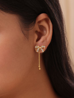 Mia by Tanishq - Butterfly Blush 14 KT Gold & Diamond Drop Earrings for her