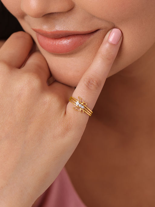 Karat Gold Mia By Tanishq Rings Online Buy Mia By Tanishq Butterfly Kiss 14  Kt Gold Diamond Finger Ring