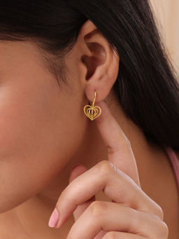 Mia by Tanishq - Dangling Hearts 14 kt Pure Gold Hoop Earring for her