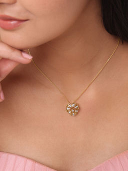 Mia by Tanishq - Transformable heart 14 KT Pure Gold & Diamond Pendant to Necklace (16.5)