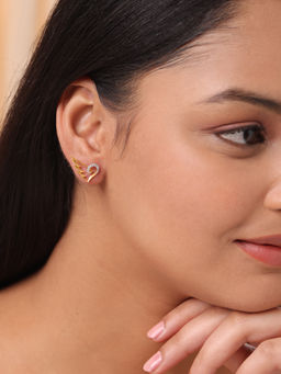 Mia by Tanishq - Winged Heart 14 kt Gold & Diamond Stud Earring