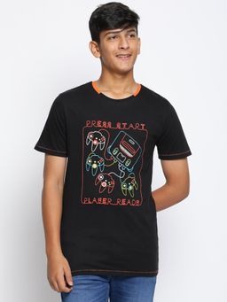 Lil Tomatoes - Boys Printed Cotton T-Shirt Black