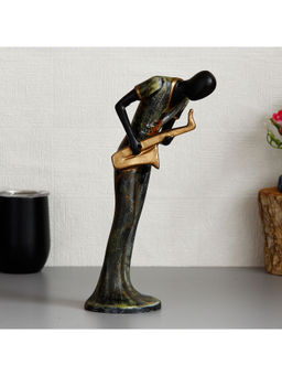 eCraftIndia - Lady Playing Saxophone Musical Instrument Antique Finish Handcrafted Showpiece