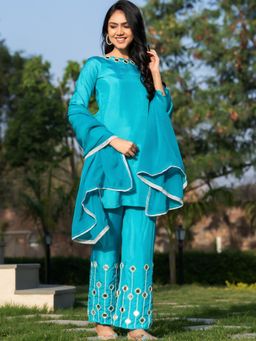 HOUSE OF JAMOTI - Murad Mirror Kurta with Pant and Dupatta (Set of 3)