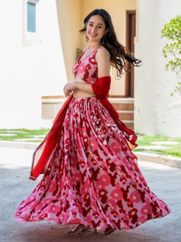 HOUSE OF JAMOTI - Saad Printed Lehenga with Blouse and Dupatta (Set of 3)