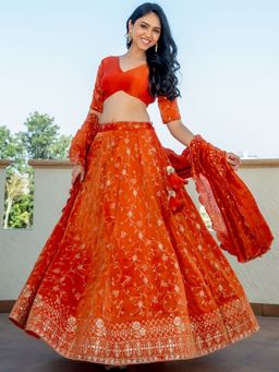 HOUSE OF JAMOTI - Khaab Zari Lehenga with Blouse and Dupatta (Set of 3)