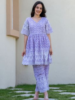 HOUSE OF JAMOTI - Purple Chikankari Co ord (Set of 2)