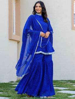 HOUSE OF JAMOTI - Morani Bandhani Kurta with Sharara and Dupatta (Set of 3)