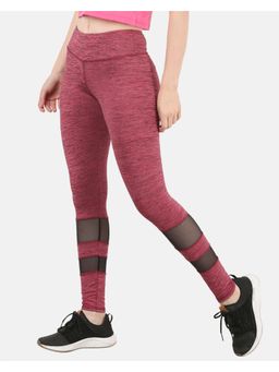The Dance Bible - Red Melange Mesh Design Sports Leggings