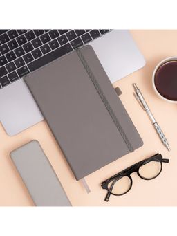 Doodle Collection - Pro Series Executive A5 PU Leather Hardbound UnRuled Diary with Pen Loop Grey