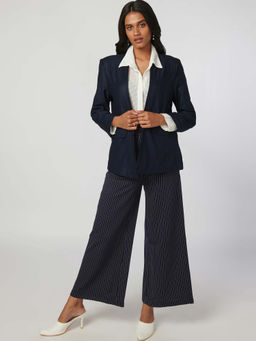 Not So Pink - Navy Blue Standing Collar Blazer