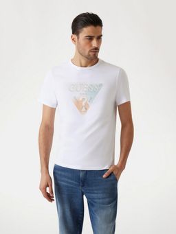 Guess - Mens White Graphic Round Neck Short Sleeves T-Shirt