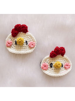 Woonie - Handmade Crochet Hen Design Hairpins-Multi (Pack of 2)