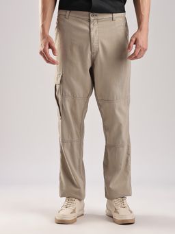 Calvin Klein - Beige Relaxed-Fit Solid Mid Rise Cargo