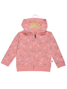 The Mom Store - Kids Cotton Zipper Jacket With Brushed Fleece - Peach