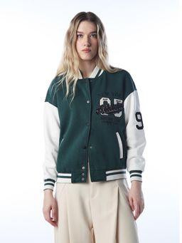 ONLY - Womens Teal Typography Regular Fit Jacket