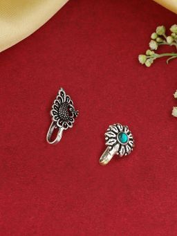 VIRAASI - Oxidised Stone Studded Nose Pins (Pack of 2)