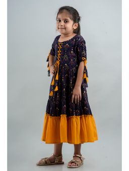 Cutiediva - Girls Ethnic Dress In Blue And Yellow
