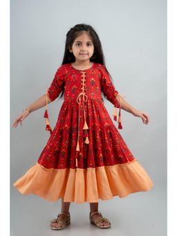 Cutiediva - Girls Ethnic Dress In Red And Pink