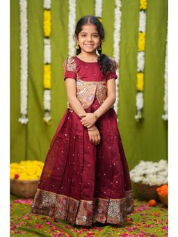 EKANTA - Darshini Peplum Top And Skirt - Maroon