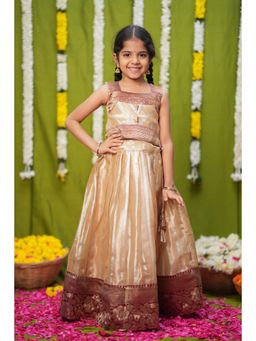 EKANTA - Pavitra Beige Organza Top And Skirt