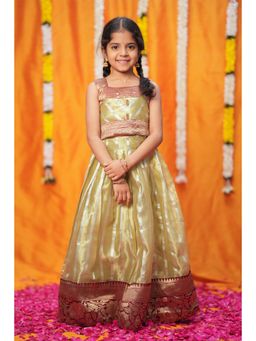 EKANTA - Pavitra Green Organza Top And Skirt