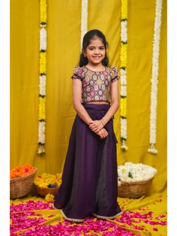 EKANTA - Tashi Purple Crop Top And Skirt Set