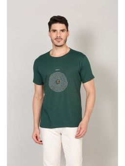 Selfusion - Men's Teal Green Math Graphic Printed Slim Fit T-Shirt