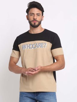Selfusion - Men's Colour Blocked Cotton Slim T-Shirt