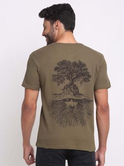 Selfusion - Men's Broen Waffle Knit Old Man Tree Graphic Henley