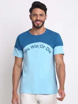 Selfusion - Men's Colour Blocked Cotton Slim T-Shirt