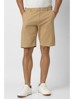 Peter England - Men Beige Solid Casual Shorts