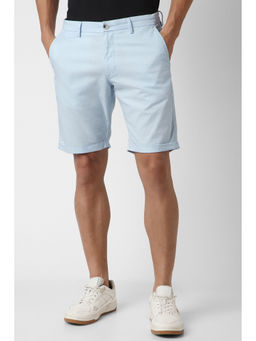 Van Heusen - Men Light Blue Solid Casual Shorts
