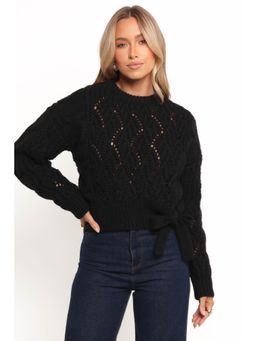 Petal & Pup - Black Birdie Tie Side Knit Sweater